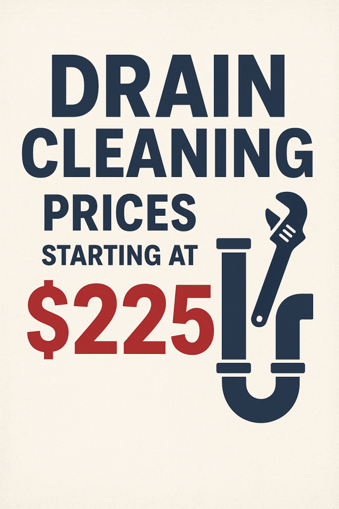 Blue Moon Plumbing drain cleaning pricing sheet
