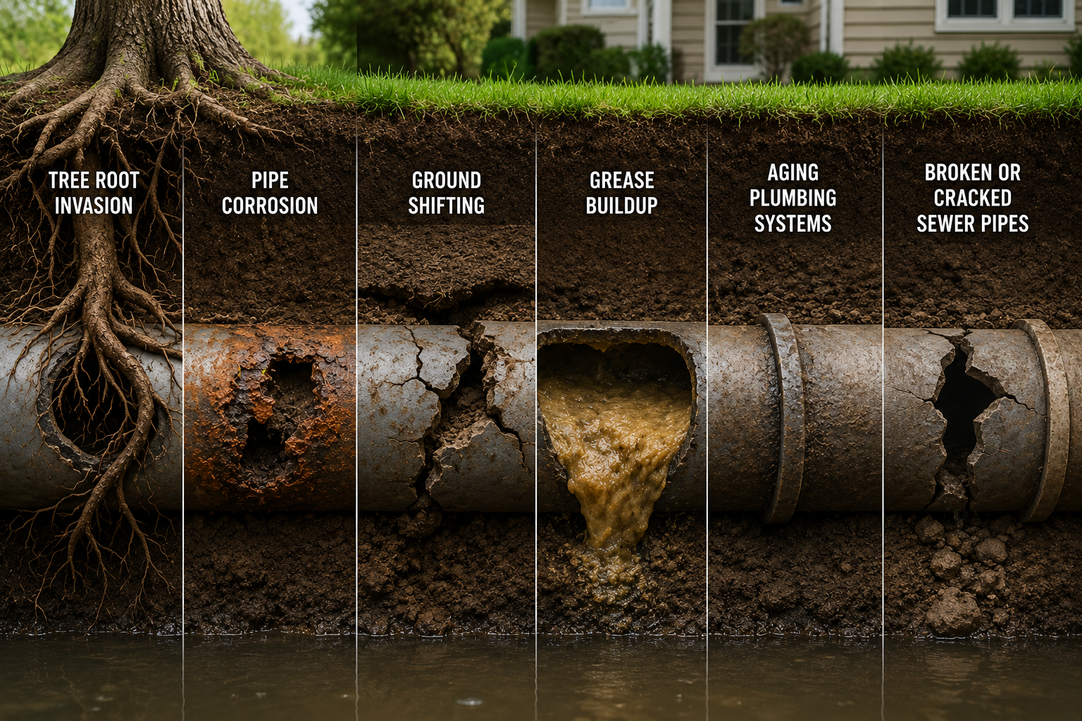 causes of sewer line damage